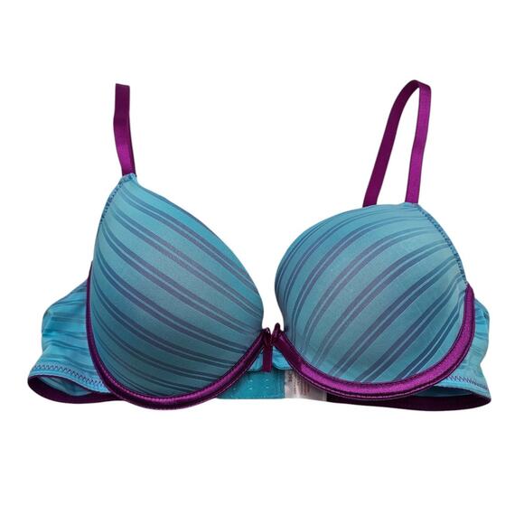 Vintage Y2K Womens Sz 36C Classic T Shirt Bra Bright Blue and Purple - Picture 1 of 4